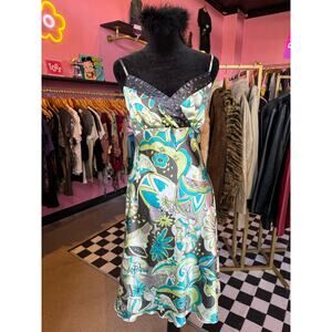 Vintage Y2K Floral Sequin Satin Dress Size S